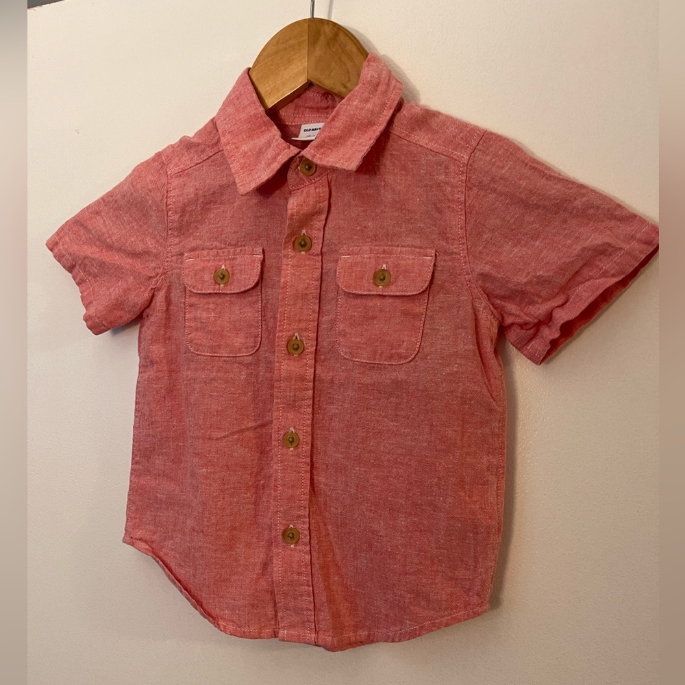 Old Navy Boys 2T Mango Magic Button Down Short-Sleeve Shirt